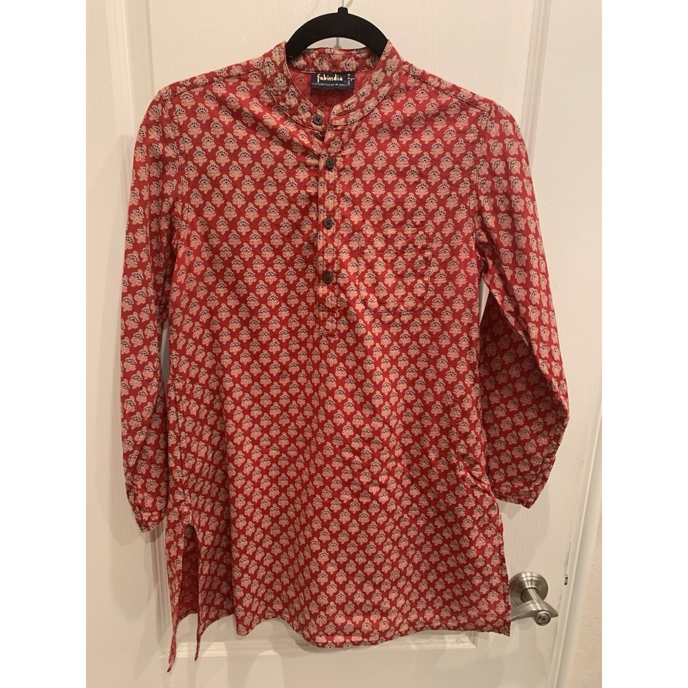 Fabindia‎ Red/Multicolor Collar Kids Shirt 6-8 Years